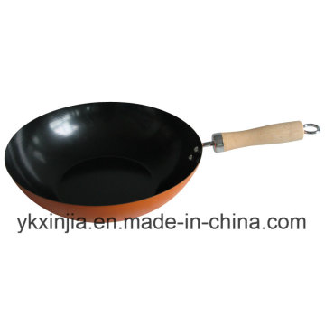 Acier au carbone sans bâton Wok Kitchenware for Europe Market